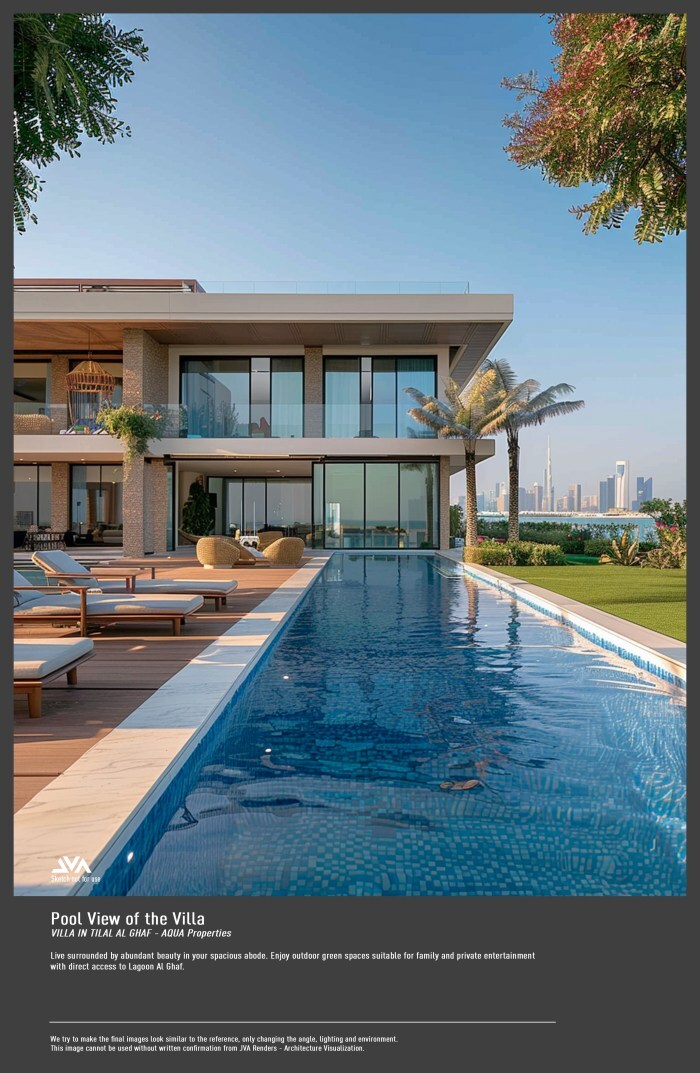 Infographic of the portfolio of a 3D rendering company. Portfolio of 3D rendering projects.VILLA FOR SALE IN HARMONY, TILAL AL GHAF