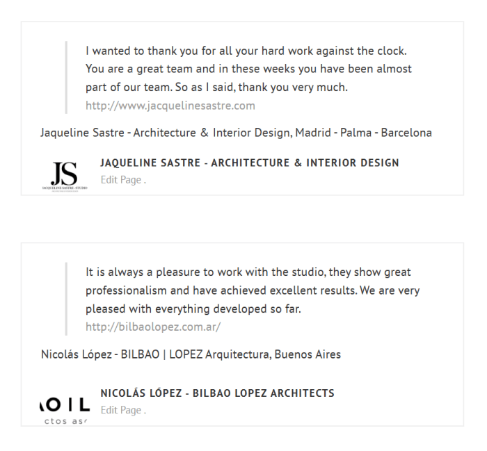 Positive customer reviews about a rendering company 3DJVA Renders